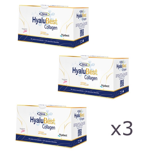 Triplo 3 cajas  hyalubest collagen zeus