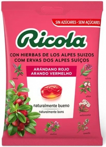 Ricola caramelos sin azucar  1 bolsa 70 g sabor arandano rojo