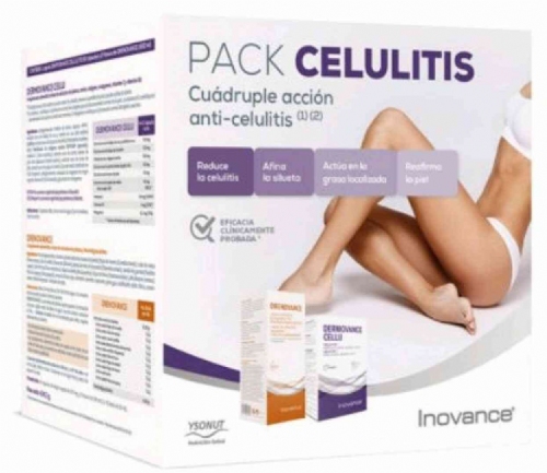 Pack celulitis inovance compuesto de 1 Drenovance Cellu 60caps y 2 Drenovance frasco 300ml