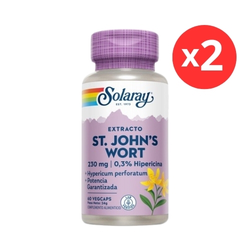 Duplo st johns wort hypericunm solaray 60 cápsulas 2 cajas