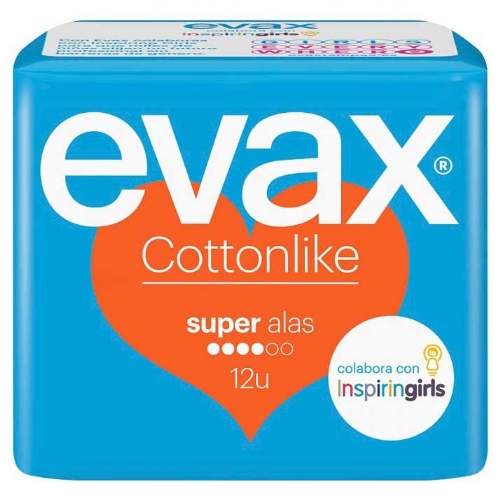 Compresas evax cottonlike super  alas 12u na