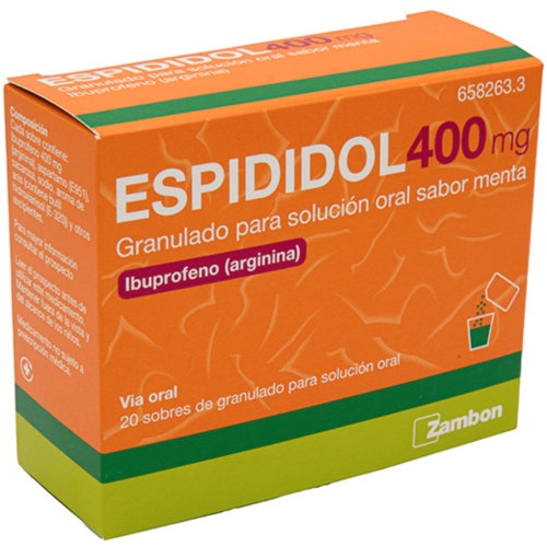 ESPIDIDOL 400 mg GRANULADO PARA SOLUCION ORAL SABOR MENTA , 20 sobres