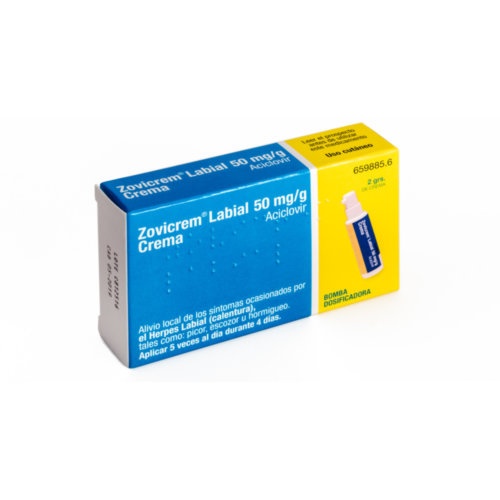 ZOVICREM LABIAL 50 mg/g CREMA, 1 frasco de 2 g