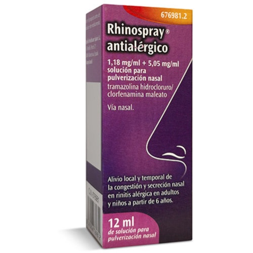 RHINOSPRAY ANTIALERGICO 1,18 MG/ML + 5,05 MG/ML SOLUCION PARA PULVERIZACION NASAL, 1 envase pulveriz
