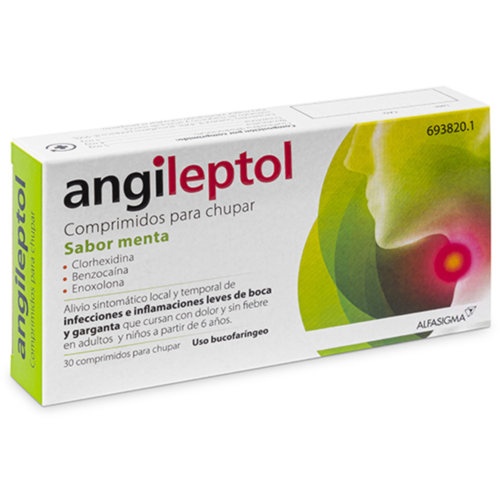 ANGILEPTOL COMPRIMIDOS PARA CHUPAR SABOR MENTA, 30 comprimidos