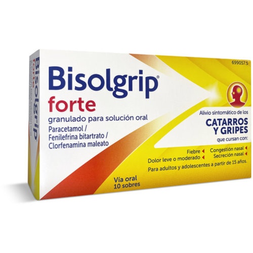 BISOLGRIP FORTE GRANULADO PARA SOLUCION ORAL , 10 sobres