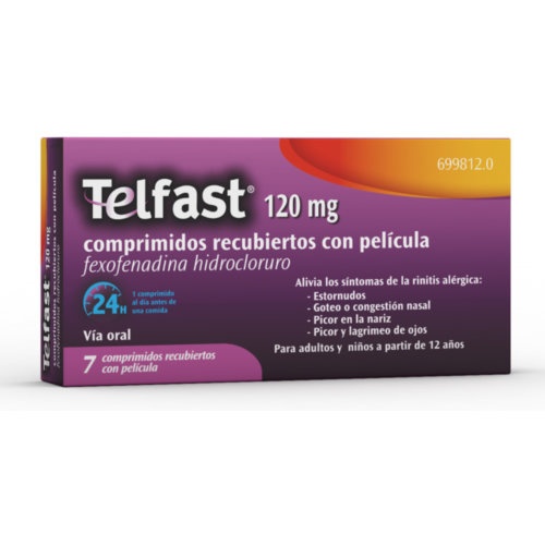 TELFAST 120 mg COMPRIMIDOS RECUBIERTOS CON PELICULA , 7 comprimidos