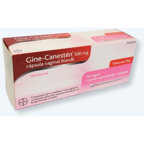 GINE-CANESTEN 500 MG CAPSULA VAGINAL BLANDA ,  1 capsula vaginal blanda + 1 aplicador