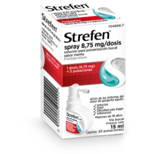 STREFEN SPRAY 8,75 MG/DOSIS SOLUCION PARA PULVERIZACION BUCAL SABOR MENTA , 15 ml