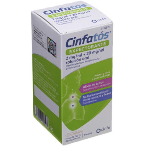 CINFATOS EXPECTORANTE 2 mg/ml + 20 mg/ml SOLUCION ORAL, 1 frasco de 200 ml