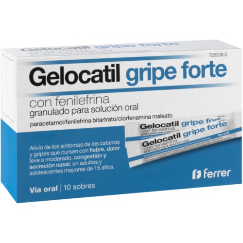 GELOCATIL GRIPE FORTE CON FENILEFRINA GRANULADO PARA SOLUCION ORAL 10 sobres