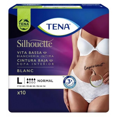 Tena silhouette cintura baja - braga absorb inc orina dia anat (blanco t - gde 10 u)