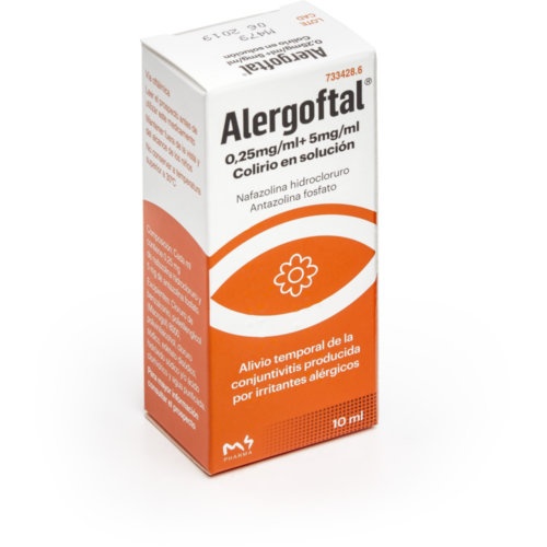 ALERGOFTAL 0,25 mg/ml+ 5 mg/ml COLIRIO EN SOLUCION , 1 frasco de 10 ml
