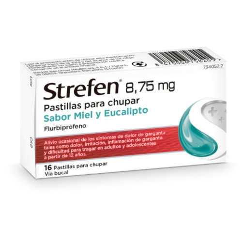 STREFEN 8,75 MG PASTILLAS PARA CHUPAR SABOR MIEL Y EUCALIPTO, 16 pastillas