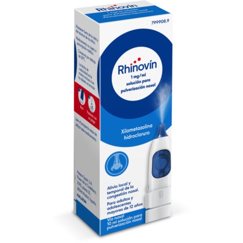 RHINOVÍN 1 MG/ML SOLUCIÓN PARA PULVERIZACIÓN NASAL, 1 frasco de 10 ml
