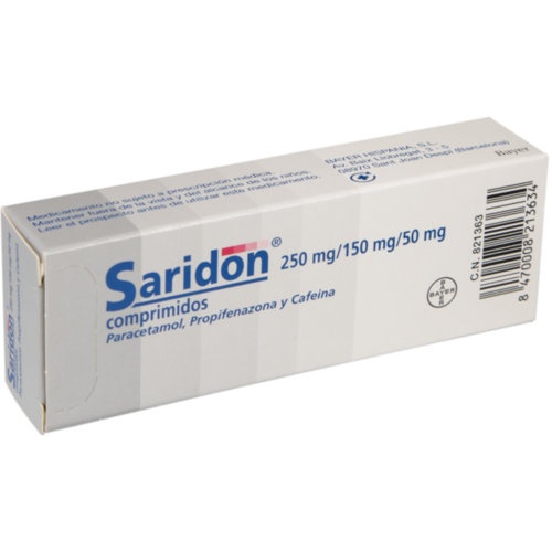 SARIDON 250 mg/150 mg/50 mg COMPRIMIDOS , 20 comprimidos