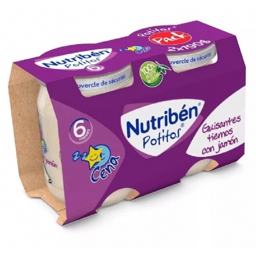 Nutriben cena guisantes tiernos con jamon (potito 2 x 190 g)