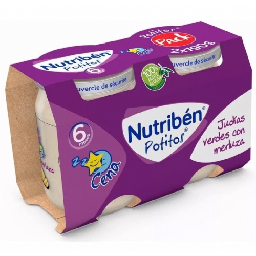Nutriben cena judias verdes con merluza (potito 2 x 190 g)