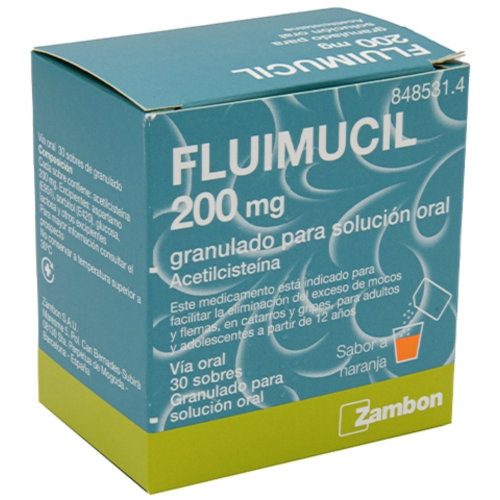 FLUIMUCIL 200 mg GRANULADO PARA SOLUCION ORAL , 30 sobres