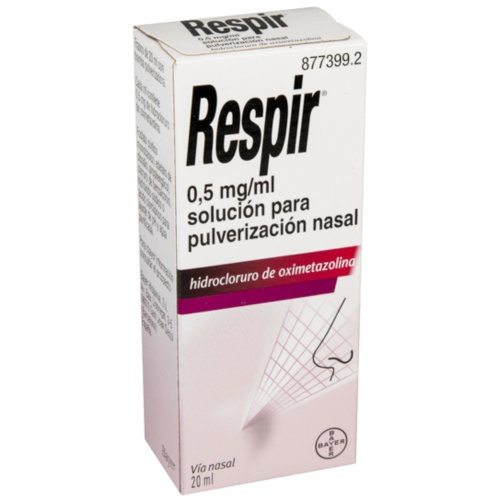 RESPIR 0,5 mg/ml SOLUCION PARA PULVERIZACION NASAL , 1 frasco de 20 ml (Frasco+bomba pulverizadora)