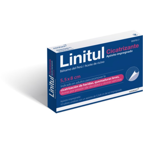 LINITUL APOSITO IMPREGNADO, 10 apósitos de 5,5 x 8 cm