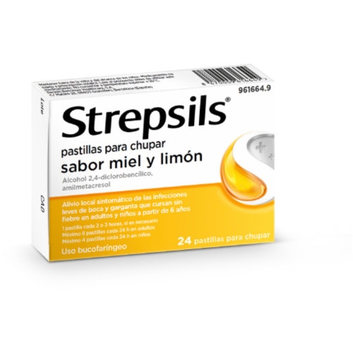 STREPSILS PASTILLAS PARA CHUPAR SABOR MIEL Y LIMON , 24 pastillas