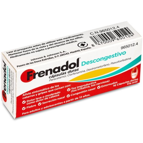 FRENADOL DESCONGESTIVO CAPSULAS DURAS, 16 cápsulas