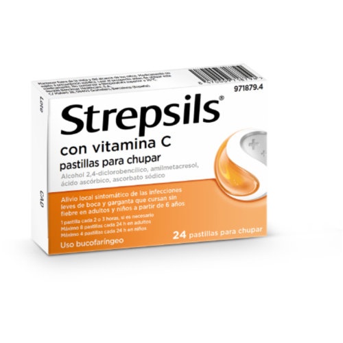 STREPSILS CON VITAMINA C PASTILLAS PARA CHUPAR , 24 pastillas