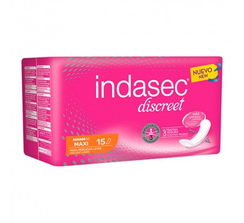 Indasec discreet maxi compresa perdidas leves (15 absorb)