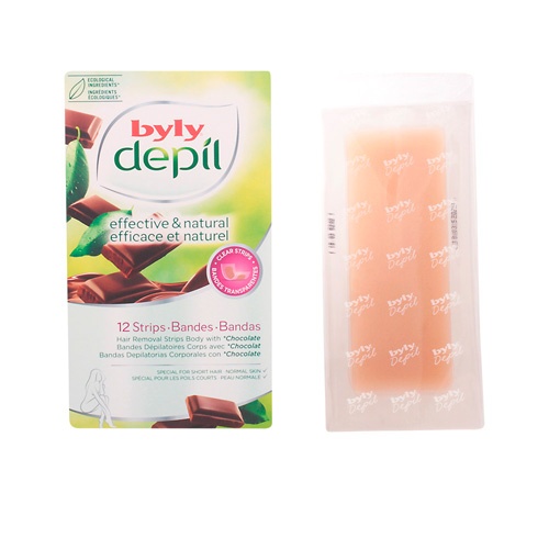 Byly depilatorio turbobandas al chocolate (12 bandas corporales)