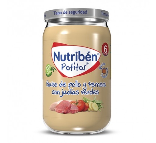 Nutriben recetas tradicionales - guiso de pollo y ternera con judias verdes (potito 235 g)