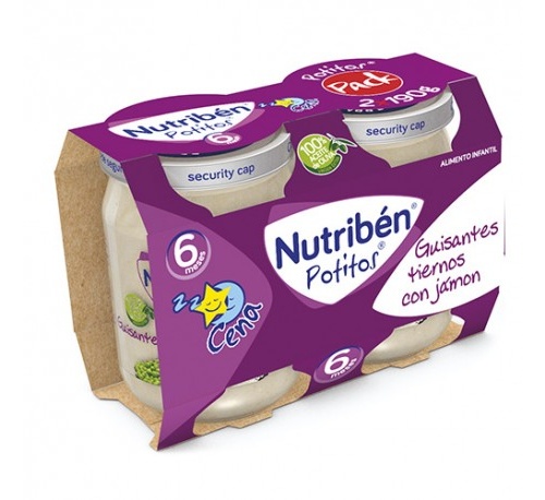 Nutriben cena guisantes tiernos con jamon (potito 2 x 190 g)