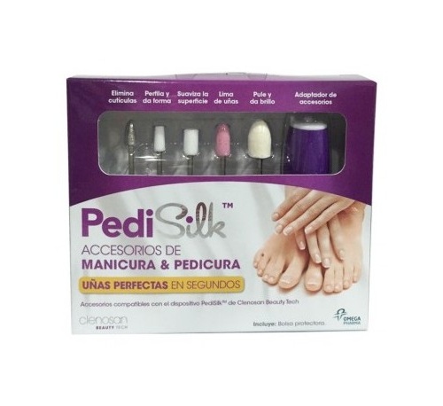 Pedisilk accesorios manicura-pedicura (5 accesorios+adaptador+bolsa protectora)