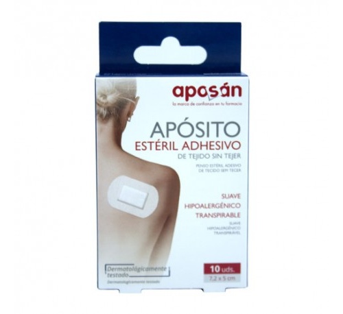 Aposan - aposito esteril tejido sin tejer adhesivo (10 apositos pack 7 cm x 5 cm)