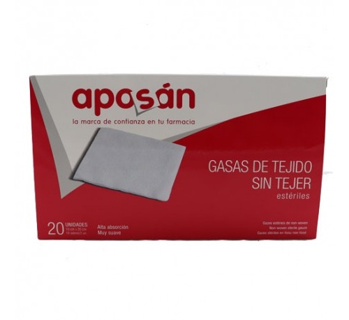 Aposan gasa esteril tejido sin tejer compresas (20 gasas 20 cm x 10 cm)