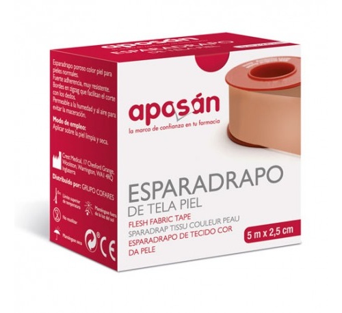 Esparadrapo - aposan tela (1 unidad 5 m x 2,5 cm color piel)