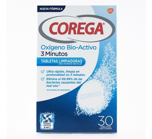 Corega oxigeno bio-activo - limpieza protesis dental (30 tabletas)