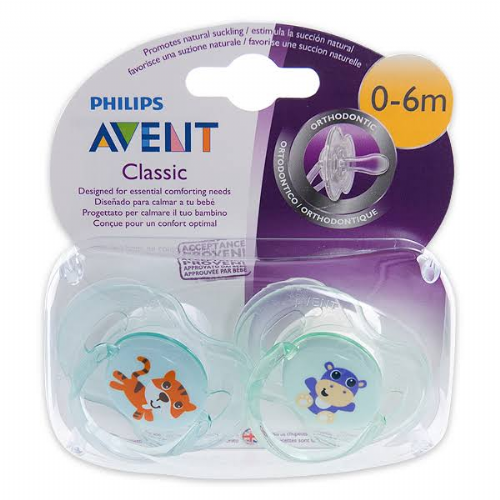 Chupete silicona - philips avent animales (0- 6 m niño 2 u tigre - hipo)