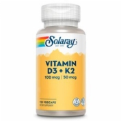 Vitamina d3+k2 solaray 120 cápsulas