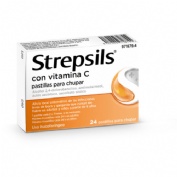 STREPSILS CON VITAMINA C PASTILLAS PARA CHUPAR , 24 pastillas